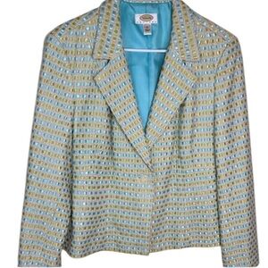 Talbots Blue Green Woven Women's Jacket Sz 14P